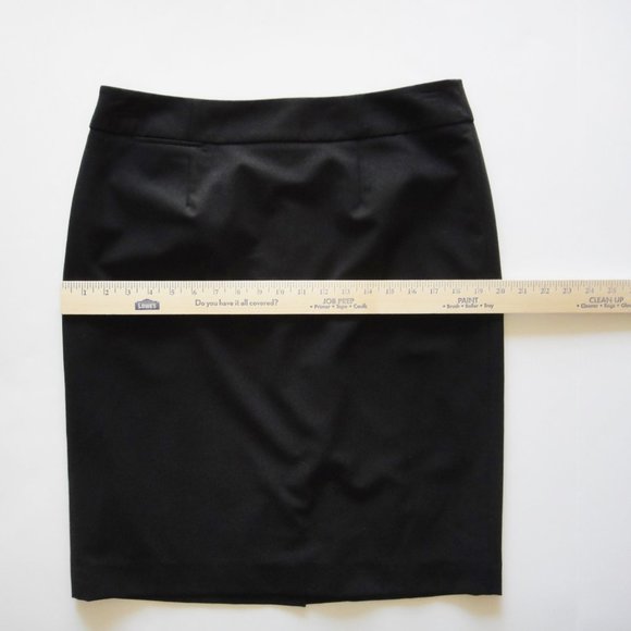 Black Straight Skirt Lined Pocket Light Stretch - Picture 3 of 9